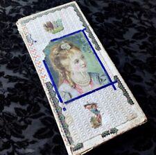 Antique Victorian Paper Keepsake Box With Lock Of Hair And Dried Rose Mourning picture