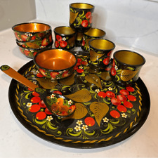 Vintage | Khokhloma | Strawberry Russian Folk Art Painted Lacquered service set picture