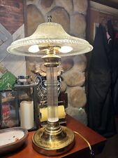 VINTAGE CRYSTAL & BRASS TABLE desk LAMP picture