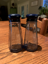 Vintage Gemco Blue Glass/Lid Salt & Pepper Shakers picture
