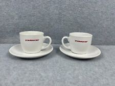 2005 Starbucks Coffee Red Spell Out White Espresso Cups- Set of 2 picture