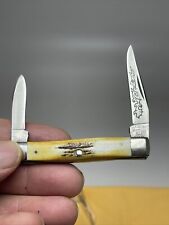 VINTAGE 1977 CASE XX 52033 SSP STAG BLUE SCROLL STOCKMAN KNIFE picture