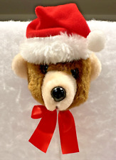 House of Lloyd Vintage 1985 Teddy Bear Plush Door Knob Cover with Santa Hat, Bow picture