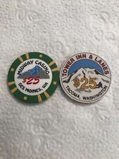 Lot Of (2) $25 Casino Chips From Washington State picture