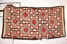 LG Antique Navajo Rug Native American Indian Weaving Transitional Textile 75x39 picture