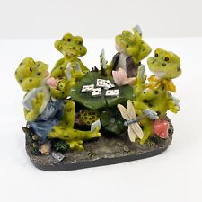 Vintage Poker Playing Frogs on a Lily Pad Figurine Whimsical Rare Find picture