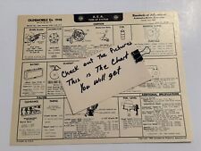 AEA Tune-Up Chart System 1948 Oldsmobile Six Cylinder Eng  Series 66 & 76 picture