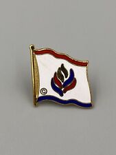 Red White And Blue Flame Logo Flag Lapel Hat Vest Shirt Pin picture