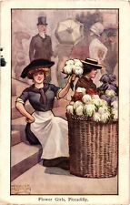 1919 Flower Girls PICCADILLY LONDON ENGLAND Artist Ernest Ibbetson Postcard picture