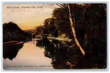 1909 River Scene Truss Bridge Groves View Webster City Iowa IA Antique Postcard picture