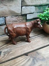 Hand Carved Hand Crafted Solid Wood Bull Cow Cattle 4