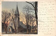 Meadville PA~Handcolored Episcopal Church~Parsonage~Postcard c1906 (As Is) picture