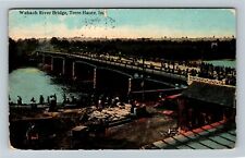 Terre Haute, IN-Indiana, Wabash River Bridge, c1913 Vintage Postcard picture