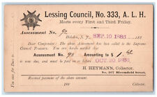 1886 Lessing Council No.333 A.L.H. Hoboken New Jersey NJ Posted Postal Card picture