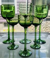 Carlo Moretti Green Water & Wine Glass Italy Long Stem Mid Century 3 Sizes-6 picture