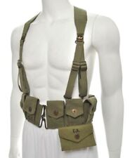 WW2 US M1 Garand M1923  DarkOD Cartridge Belt M1936 Suspenders & First Aid Pouch picture