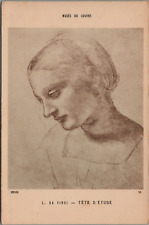 Louvre Museum Art Postcard Da Vinci 1490 Sketch Portrait Study Women's Head UNP picture