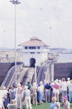 Vintage 35mm Slide-Tourists at a Shipping Port/Canal  1980s picture