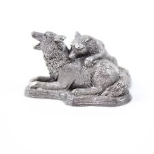 Michael Ricker Pewter Mother & Baby Wolves Loves Figurine 1996 Wolf Handcrafted picture