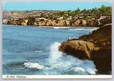 La Jolla California, Goldfish Point, Waves Crashing, Vintage Postcard picture
