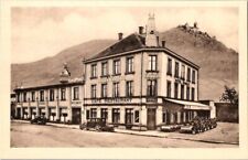 vintage postcard- HOTEL HANSER, SELESTAT Owner. G. WEHRLE in front of the train picture