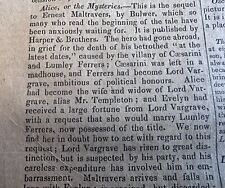 1839 Edward Bulwer Lytton “Alice, Or The Mysteries” Original Newspaper Review picture