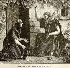 1888 Elijah And The Poor Widow Victorian Religious Art Print Bible DWN9F picture