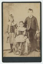 Antique Circa 1880s Cabinet Card Three Children Siblings? Holmes Chateaugay, NY picture