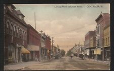 Old Postcard Centralia, IL Locust Street Looking North Wagons Horses Early 1900s picture