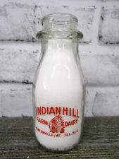 Vtg Glass Milk Bottle Greenville Maine Indian Hill Dairy Farm 1/2 Pint 1950s picture