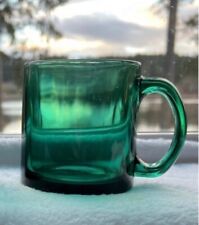 Vintage Emerald Green Pressed Glass Coffee Tea Mugs USA Made 3.5” Replacement picture