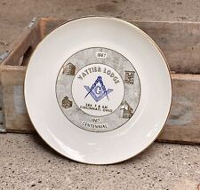 1967 Centennial Masonic Plate Vattier Lodge 386 F & Am Cincinnati Oh 10.25” 22k picture