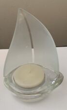 Sail Boat Candle Holder  Frosted Glass New picture