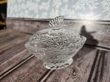 Vintage  Clear Glass Butterfly Trinket Box  24% Lead Crystal Oval Shape picture