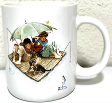 Norman Rockwell Coffee Mug FISHERMAN'S PARADISE 1987 Museum Collections 12 oz picture
