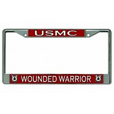 usmc marine corps wounded warrior logo chrome license plate frame usa made picture