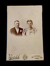 Lansing IOWA couple With Flowers Cabinet Card Photograph picture