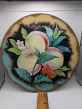 Antique Hand Painted Fruit Porcelain Plate Peaches and Raspberries with Gold picture