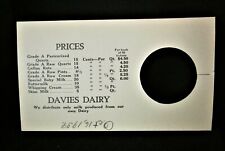 Vintage Dairy Bottle Hang Tag Advertisement - 1939 - Davies Dairy picture