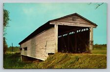 Portland Mills Covered Bridge, Near Rockville Indiana IN VINTAGE Postcard picture