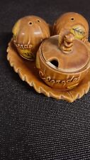 Vintage Colorado State Cup ,shakers& Saucer Miniature Souvenir Squirrel Leaves picture