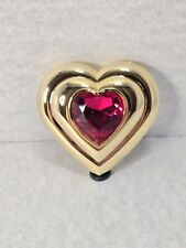 Vintage Yves Saint Laurent Jewel Powder Gold Colored Heart Shaped Compact Red  picture