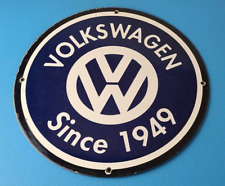 Vintage Volkswagen Sign - Porcelain VW Automobile Dealership Sales Gas Pump Sign picture