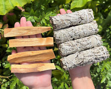 4 White Sage Smudge Sticks + 4 Palo Santo Wood Sticks - House Cleansing Bundle picture