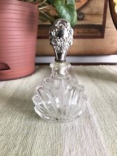 Vintage Crystal Glass Perfume Bottle with Silver Plate Topper 4