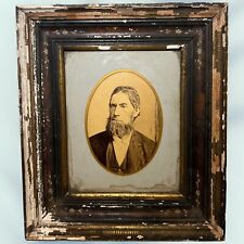 Antique Mid 1800s Victorian Deep Well Walnut Frame Ebonized Portrait 15 X 13” picture