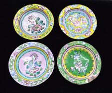 4 Antique Chinese Canton Enamelware Small Trinket Dish Pastel Floral Decoration picture