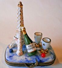 PEINT MAIN LIMOGES TRINKET-CELEBRATING THE MOON LANDING AT THE EIFFEL TOWER picture