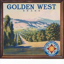 Original Unused GOLDEN WEST Orange Crate Label, Riverside, CA picture