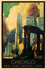 Visit Chicago Postcards 1930s Retro Original Travel Poster art  Set Of 6 picture